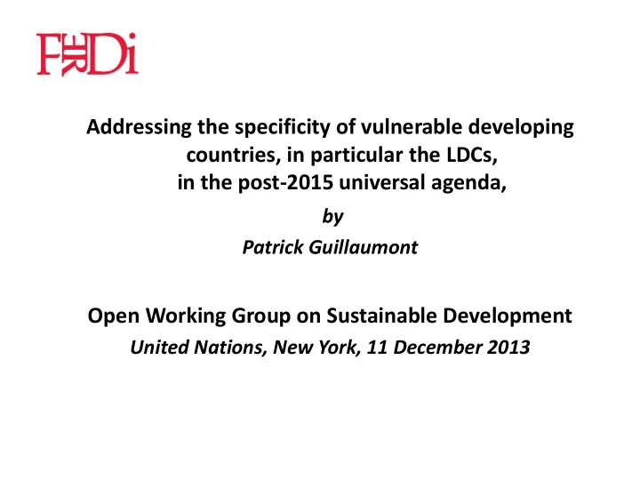 addressing the specificity of vulnerable developing