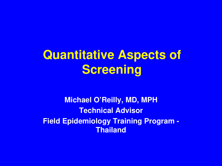 quantitative aspects of screening