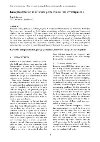 Data presentation in offshore geotechnical site investigations  Jens Galsgaard  GEO, Denmark,