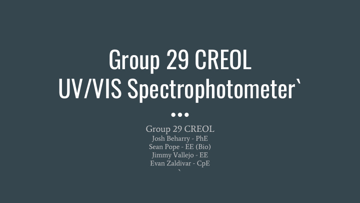 group 29 creol uv vis spectrophotometer