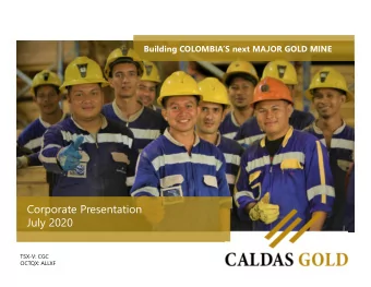 Corporate Presentation  July 2020  TSX-V: CGC  OCTQX: ALLXF  TSX-V: CGC  OCTQX: ALLXF  DISCLAIMER