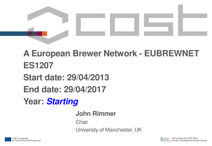 a european brewer network eubrewnet