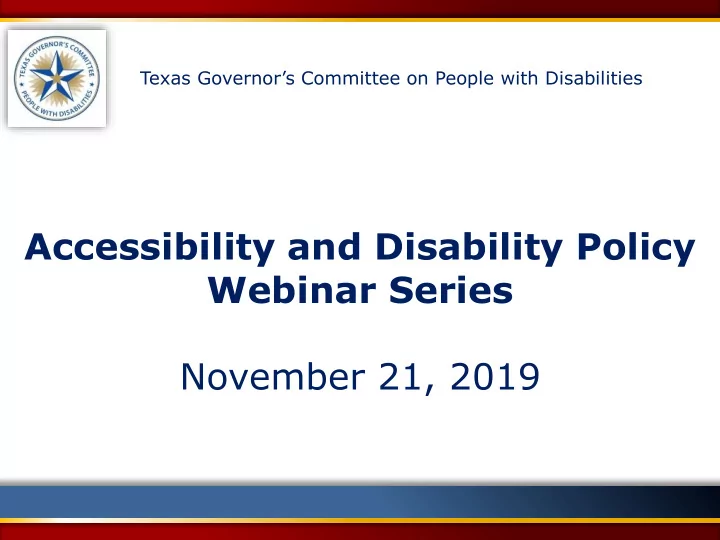 accessibility and disability policy webinar series