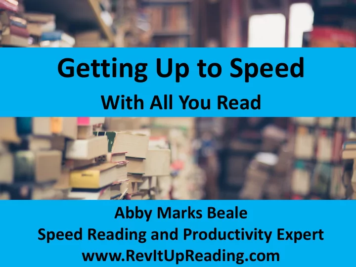 getting up to speed