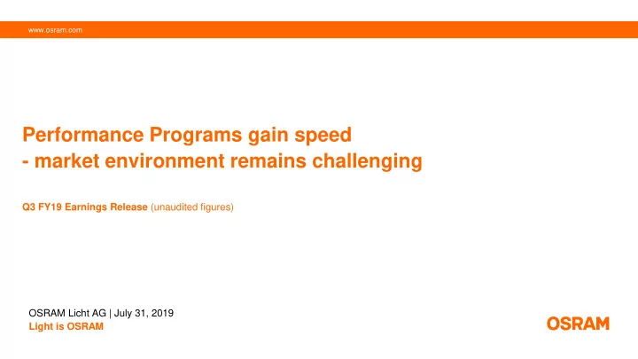 performance programs gain speed market environment