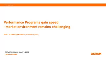 Performance Programs gain speed  - market environment remains challenging Q3 FY19 Earnings Release