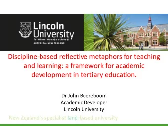 Discipline-based reflective metaphors for teaching  and learning: a framework for academic