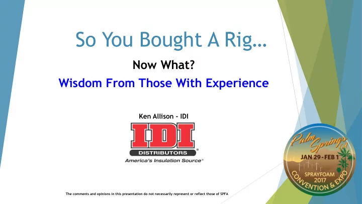 so you bought a rig