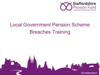 Local Government Pension Scheme  Breaches Training  What is a breach?  an act of breaking or
