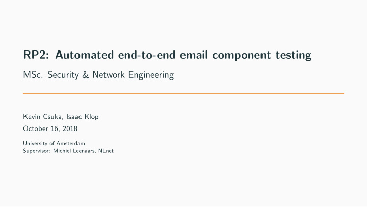 rp2 automated end to end email component testing