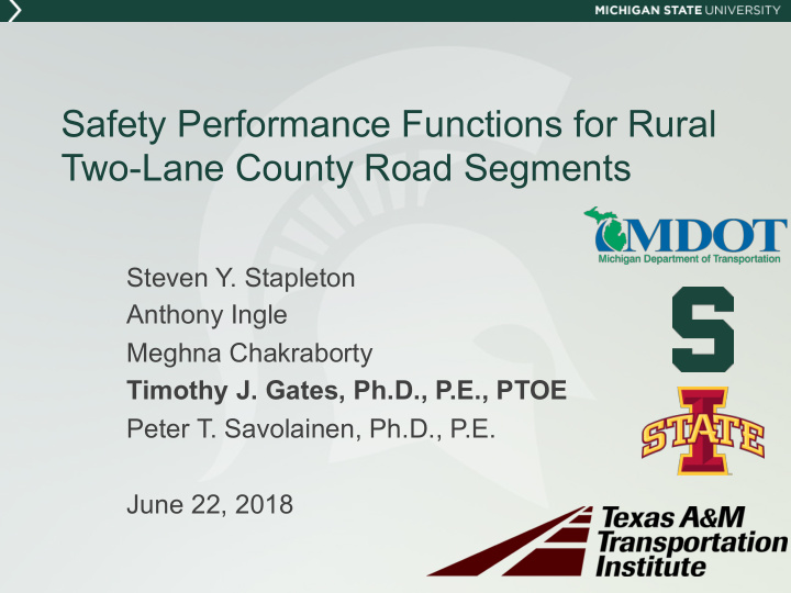 safety performance functions for rural two lane county