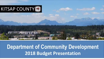 Department of Community Development  2018 Budget Presentation  Strategic Planning  Department Work