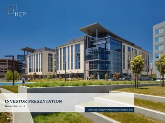 INVESTOR PRESENTATION  November 2018  The Cove at Oyster Point (San Francisco, CA)  DISCLAIMERS