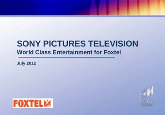 SONY PICTURES TELEVISION  World Class Entertainment for Foxtel  July 2012  SPT NETWORKS  PORTFOLIO