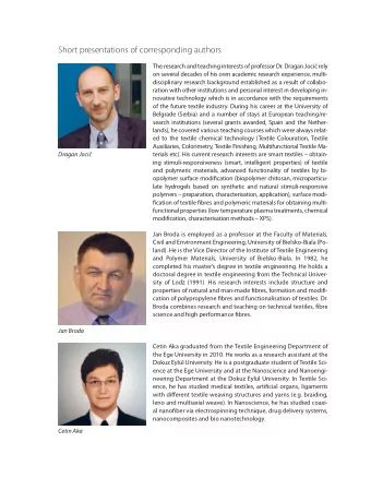 Short presentations of corresponding authors  The research and teaching interests of professor Dr.