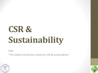 CSR &amp;  Sustainability  CASI The Global Certification Body for CSR &amp; Sustainability