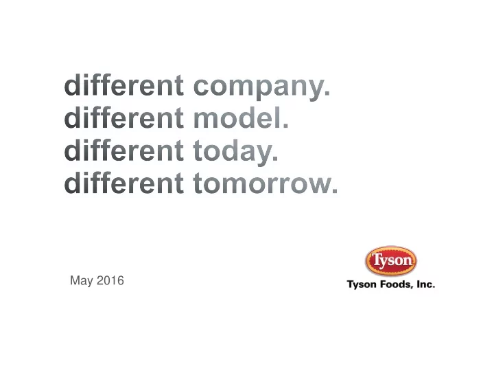may 2016 forward looking statements