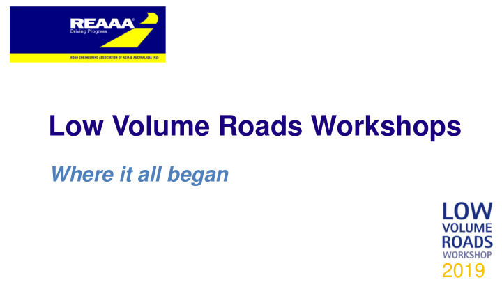 low volume roads workshops