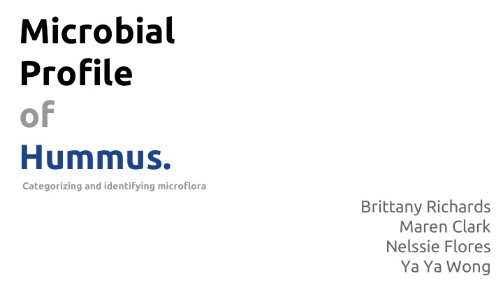 microbial profile of hummus