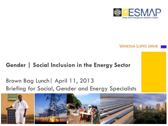 Brown Bag Lunch| April 11, 2013  Briefing for Social, Gender and Energy Specialists Gender
