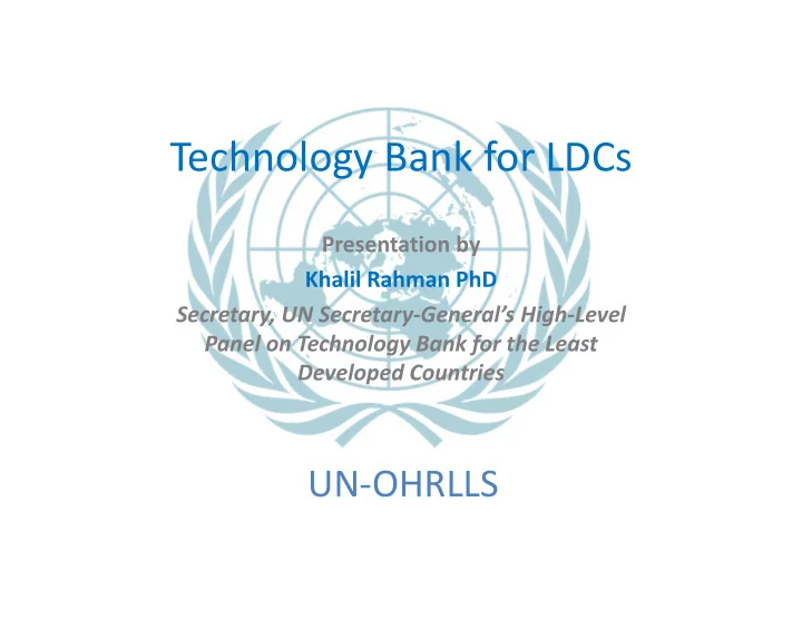 technology bank for ldcs