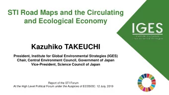 STI Road Maps and the Circulating  and Ecological Economy  Kazuhiko TAKEUCHI  President, Institute