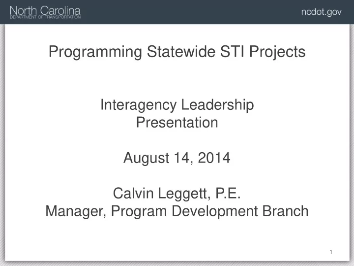programming statewide sti projects