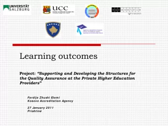 Learning outcomes Project: Supporting and Developing the Structures for  the Quality Assurance