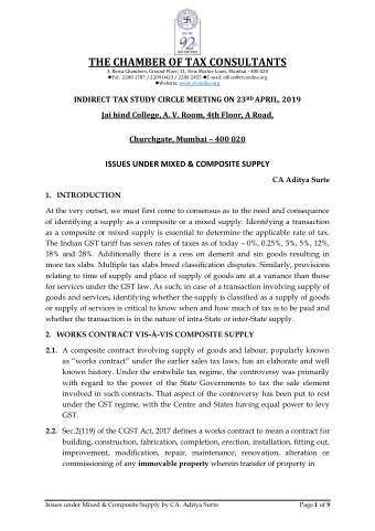 THE CHAMBER OF TAX CONSULTANTS  3, Rewa Chambers, Ground Floor, 31, New Marine Lines, Mumbai - 400