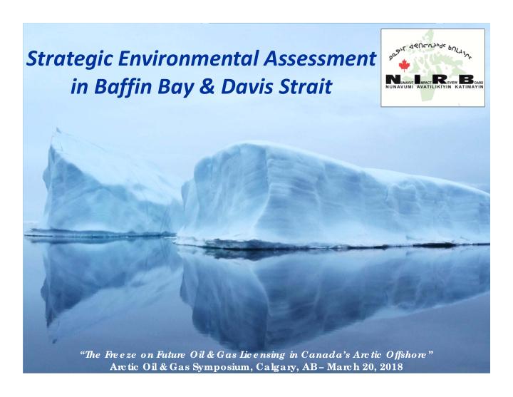 strategic environmental assessment in baffin bay davis