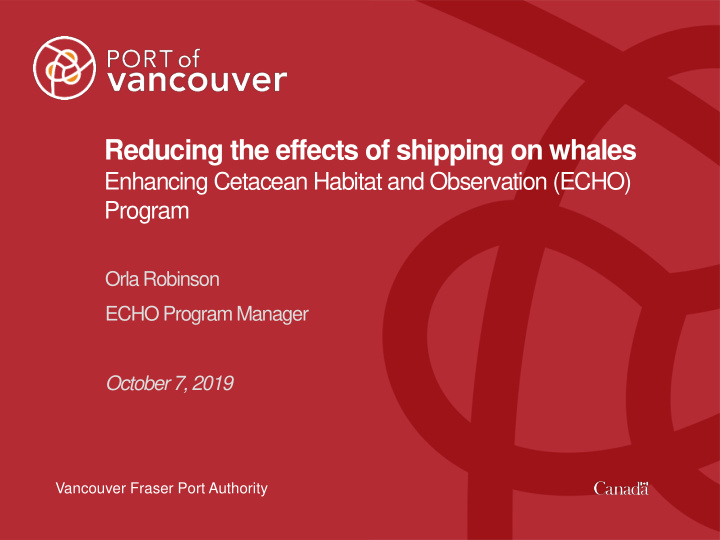 reducing the effects of shipping on whales