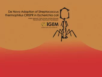 De Novo Adaption of Streptococcus  thermophilius CRISPR in Escherichia coli  Mitesh Agrawal, Calvin