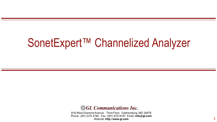 sonetexpert channelized analyzer