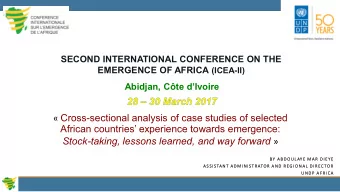 Cross-sectional analysis of case studies of selected African countries experience towards