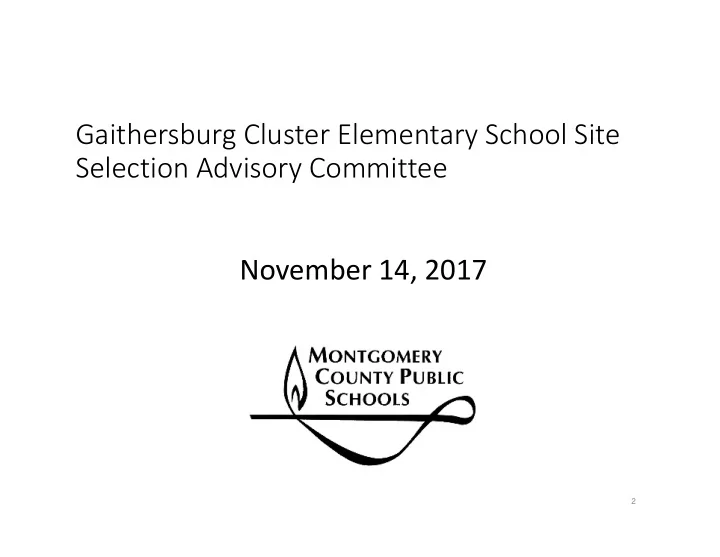 gaithersburg cluster elementary school site selection