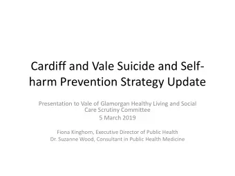 harm Prevention Strategy Update  Presentation to Vale of Glamorgan Healthy Living and Social  Care