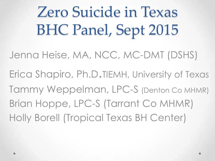 zero suicide in texas