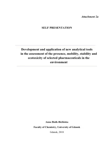 Development and application of new analytical tools  in the assessment of the presence, mobility,