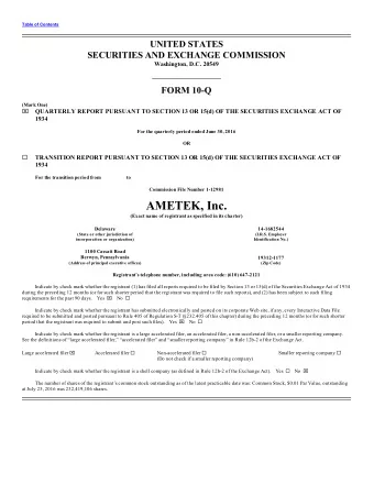 AMETEK, Inc.  (Exact name of registrant as specified in its charter)  Delaware  14-1682544  (State