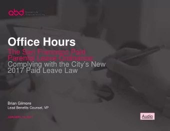 Office Hours  The San Francisco Paid  Parental Leave Ordinance:  Complying with the Citys New