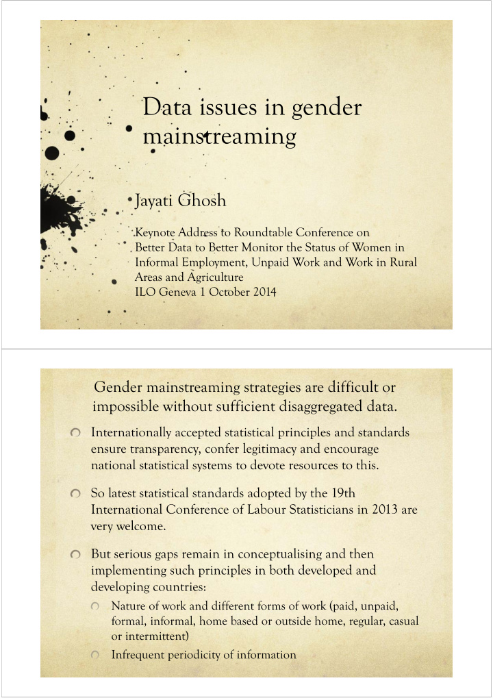data issues in gender mainstreaming