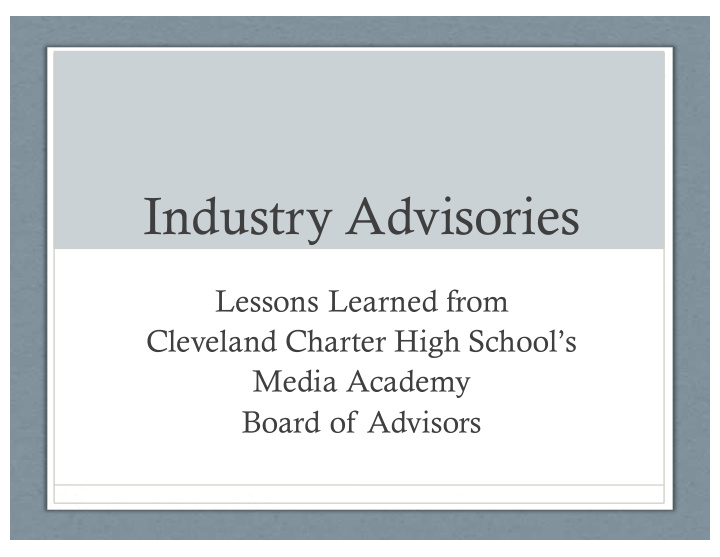 industry advisories
