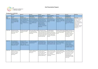 Oral Presentation Program  Thursday Oct 3, 11:00-12:35  Session 1  Session 2  Session 3  Session 4