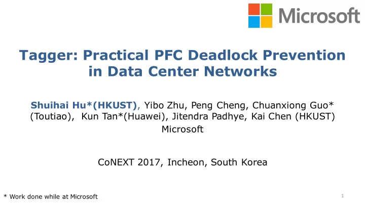 tagger practical pfc deadlock prevention in data center
