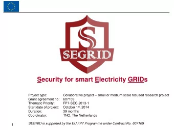 Security for smart Electricity GRIDs Collaborative project  small or medium scale focused