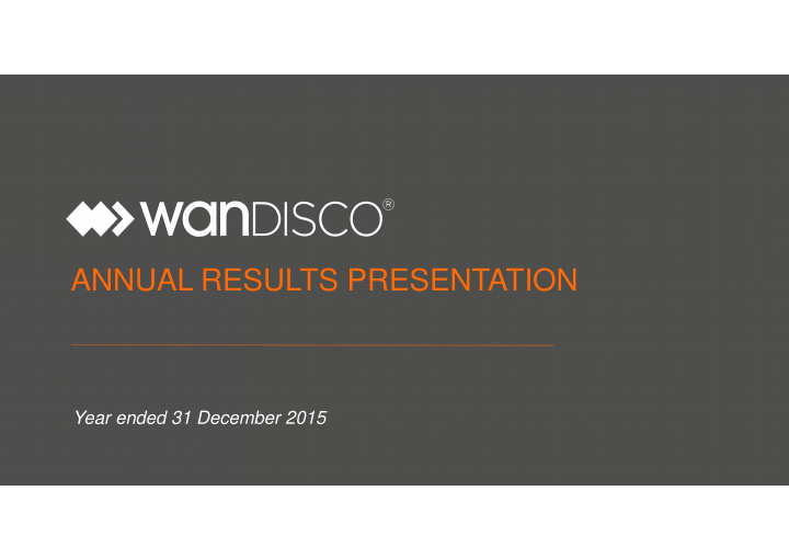 annual results presentation