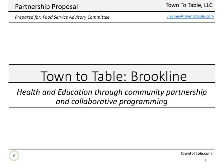 town to table brookline