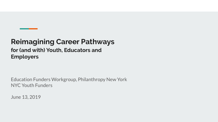 reimagining career pathways
