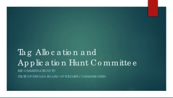 T  a g  Allo c a tio n a nd  Applic a tio n Hunt Co mmitte e  RE  COMME  NDAT  I  ONS T  O  ST  AT