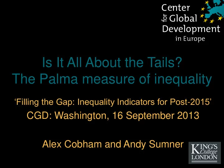 the palma measure of inequality